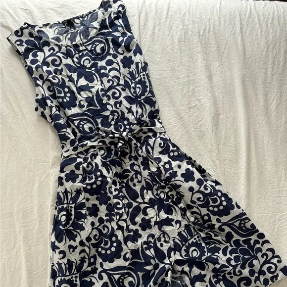 Talbots Navy and white buttoned sundress - Picture 1 of 2